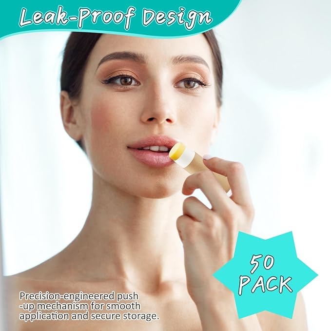 50 Pcs 0.3 oz Paperboard Lip Balm Tube,Empty Kraft Paper Chapstick Tube Holder,Push-Up Style Biodegradable Solid Perfume Lip Gloss Container for Lip Balm,Natural Compostable Container - Brown