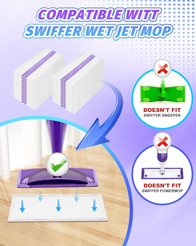 20-Pack Disposable Mop Pad Refills for Swiffer Wet Jet Spray Mop - Wet Jet Pads for All Floor Types - 5 Layers Thickened Durable and Super Absorbent