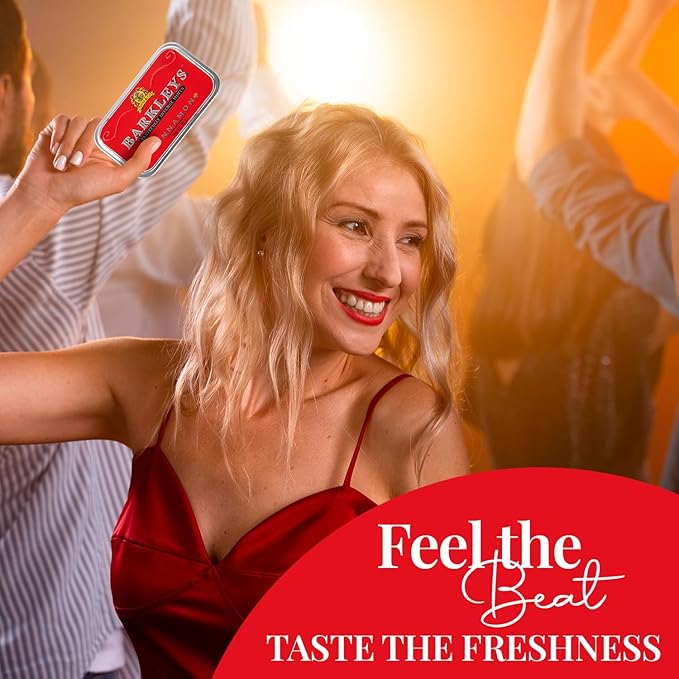 Barkleys Cinnamon Breath Mints -Strong Cool Flavor Candy, Dry Mouth,- Breath Freshener, After Dinner Mints In Reusable Classic Travel Tins, Vegan, 1 Pack - 50 Count Each