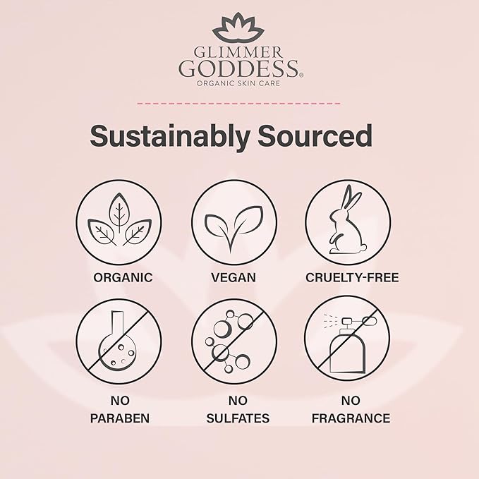 Glimmer Goddess Organic Whipped Body Butter for Women - Moisturizer Cream with Shea & Cocoa Butter, Almonds & Coconut Oil - Peach Belini, 8oz