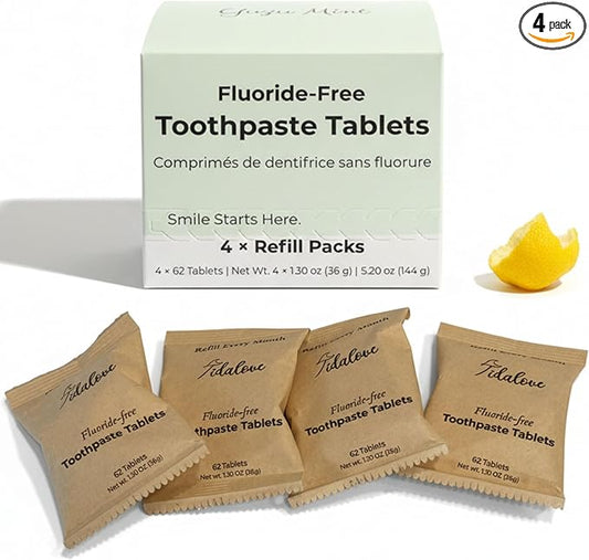 Citrus Yuzu Mint Fluoride-Free Toothpaste Tablets with Nano Hydroxyapatite | Natural Whitening, Enamel Strengthening, Plastic-Free & Travel-Friendly (4 Month Refill)