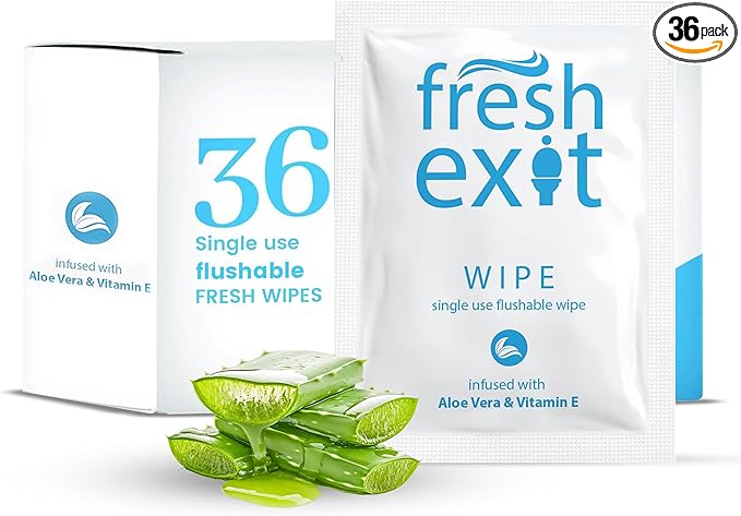 Flushable Wipes for Adults – 36 Individually Wrapped Biodegradable Wet Wipes, Travel Size, Extra-Large Unscented, hypoallergenic – Feminine Hygiene & Personal Care Wipes
