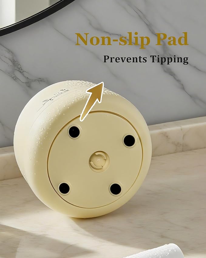 bubooo 360° Rotating Toothbrush Holder for Bathroom - Non-Slip Space-Saving 7-Slot with Cover & Drainage, Electric Toothbrushes/Toothpaste/Razor Organizer for Counter Vanity (beige)