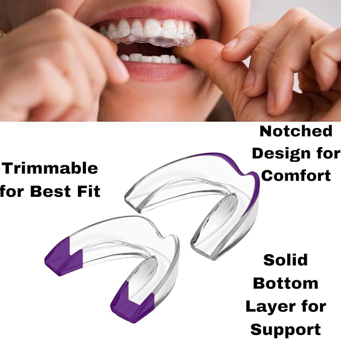 Mouth Guard for Grinding Teeth at Night – Custom Fit Night Guards for Teeth Grinding with 8 Trimmable Dental Guards and 2 Travel Cases