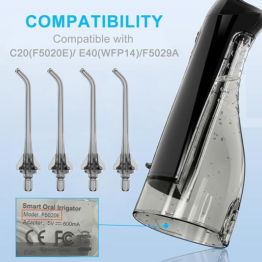Replacement Heads for COSLUS Water Flosser, Water Flosser Replacement Tips Oral Irrigator Jet Tip Only Compatible COSLUS C20 (F5020E), E40 (WFP14), C31 (F5023), C50, and C51（Black）