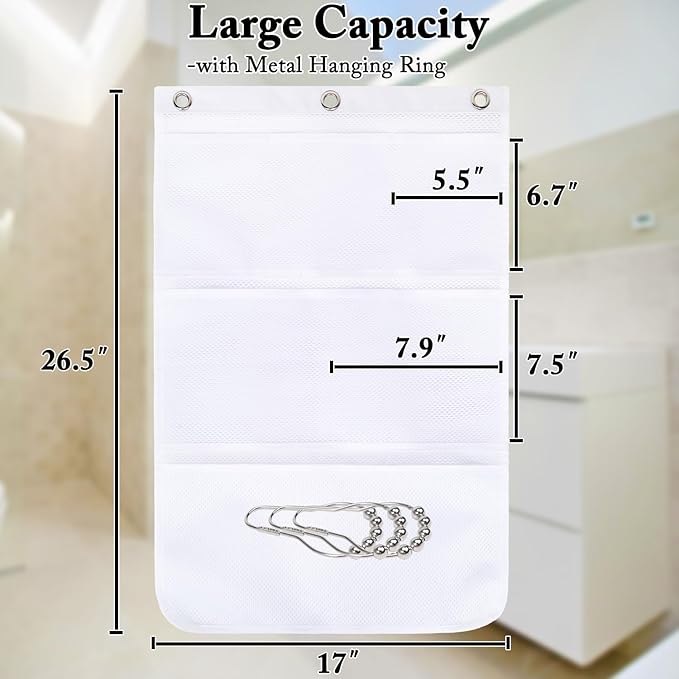 Mesh Shower Caddy Hanging, Quick-Drying Shower Organizer with 7 Pockets, Portable Bathroom Organizers and Storage for Shampoo, Soap, Loofah, Travel, and Cruise Essentials