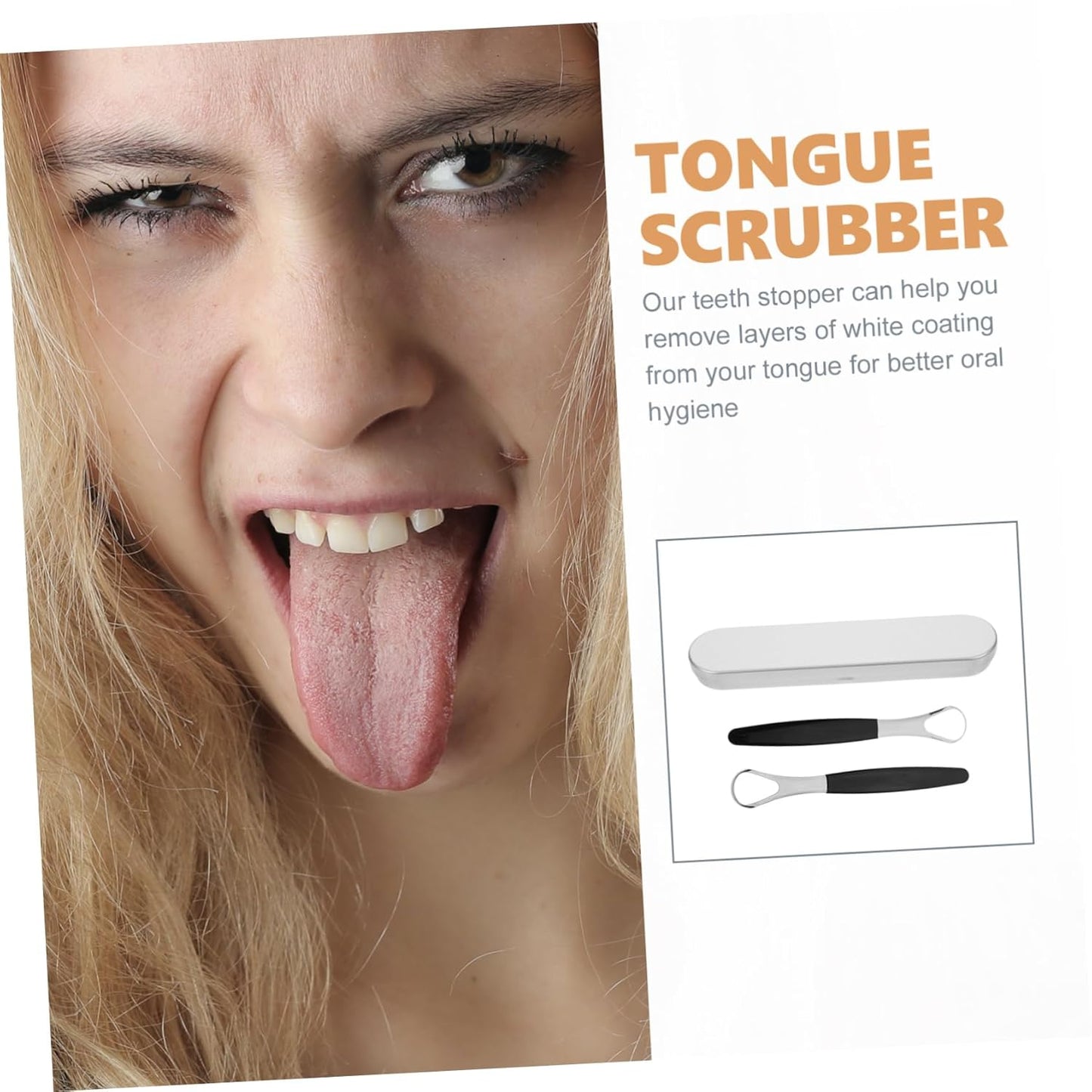 GALPADA Tongue Scraper for Adults Oral Care Tool Stainless Steel Tongue Cleaner Storage Box for Easy Cleaning