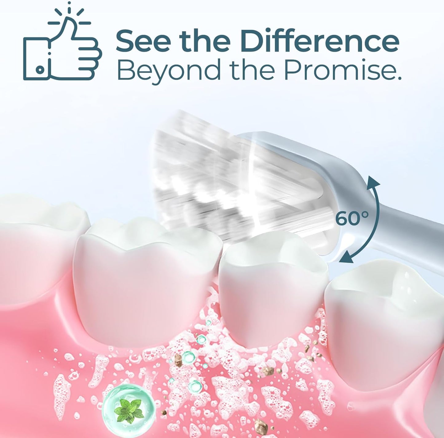 Sweep Sonic Electric Toothbrush for Adults - Rechargeable Power Toothbrush with 2 Replacement Brushheads, Touch Control Sweep Sonic 4 Modes Ultra Clean, IPX7 Waterproof, White