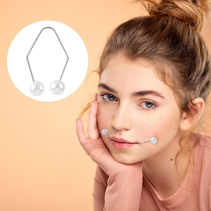 2pcs Natural Dimple Maker for Cheeks, White Facial Muscle Dimple Trainer Shaper, Facial Exerciser Tools for Beautiful Smile