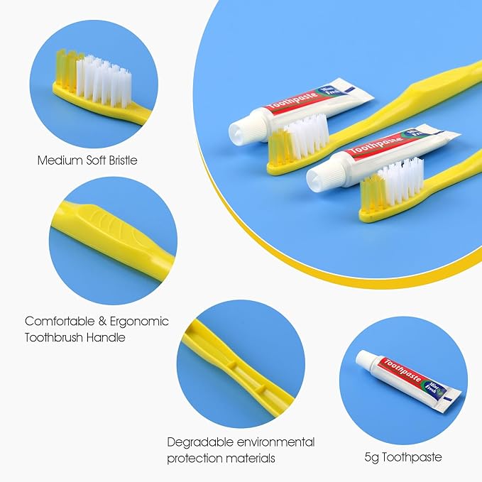 Homvle Disposable Toothbrushes with Toothpaste - 200 Packs Individually Wrapped Travel Toothbrushes Bulk, Medium Soft Bristles, Perfect for Travel Size Toiletries, OCC, Airbnb, Dentist, Office