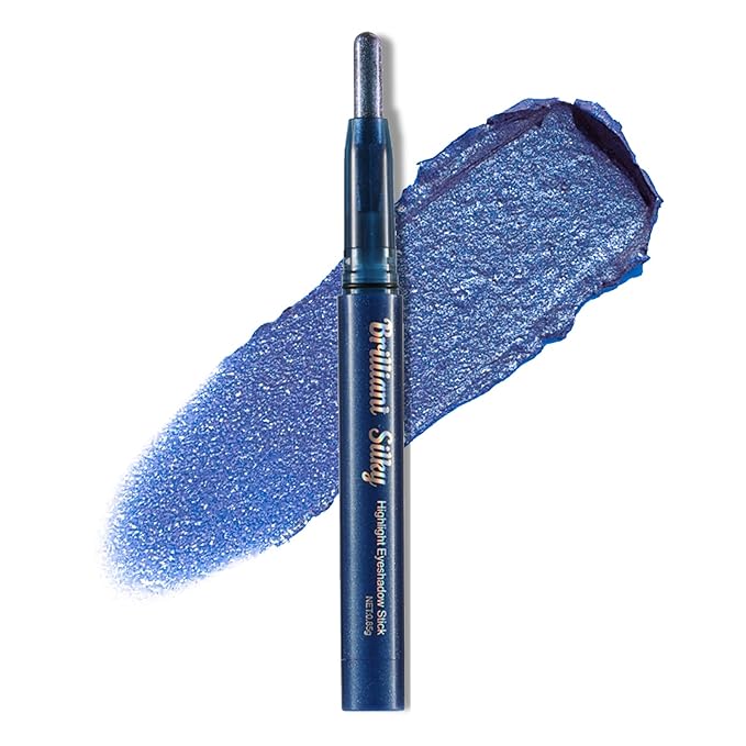 Blue Glitter Cream Shimmer Eyeshadow Sticks, Multichrome Matte Eye Shadow Stick, Waterproof and Long-Lasting Smooth Cream Eye Highlighter Stick Makeup for Women, 5 Klein Blue Sun