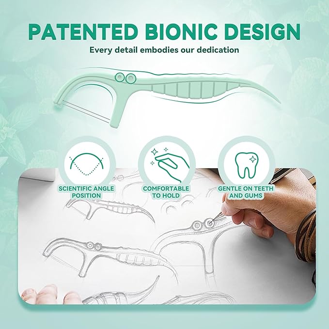 Travel Dental Floss Picks, 3 Cases with 156 Count Mint Flavor Twin-Line Dental Flosser, Portable Floss Case, Portable Floss Dispenser, Travel Floss Sticks for Adults (Green)