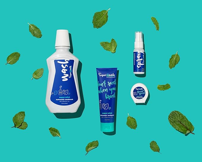 SuperMouth Fluoride-Free Mouth Spray – Alkaline, Sugar-Free Formula with Prebiotics & Xylitol – Gentle for Kids, Adults & Pregnant Women – Freshens Breath, 4 Refreshing Flavors