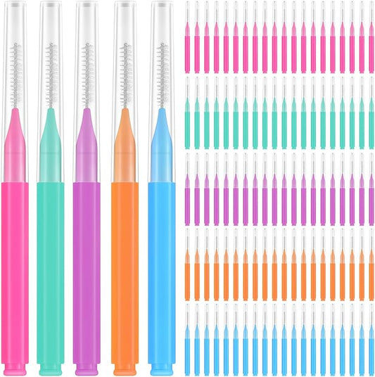Interdental Brush 100Pcs Assorted Color Tooth Cleaning Tool for Oral Hygiene Portable Flossers for Braces and Teeth Care
