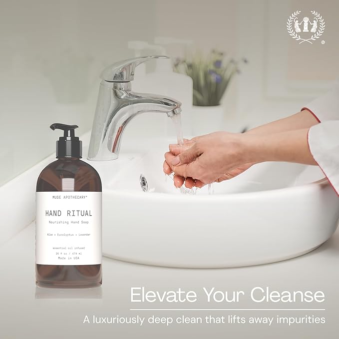 Muse Apothecary Hand Ritual - Aromatic and Nourishing Hand Soap, Infused with Natural Aromatherapy Essential Oils - USDA Certified Biobased - 16 oz, Fleur du Lavender
