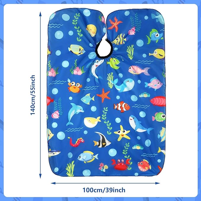 FEBSNOW Kids Hair Cutting Cape, Professional Kids Barber Cape Cartoon Pattern Apron with Adjustable Closure for Children Salon Barber Supplies