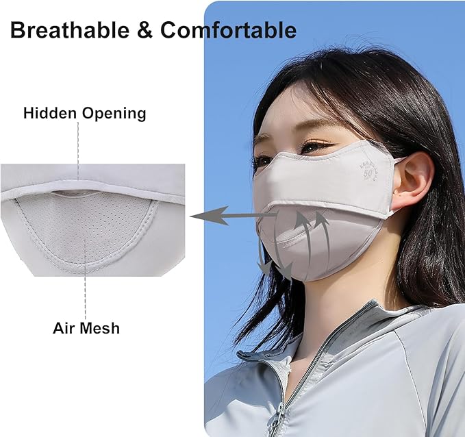 2Pcs UV Face Mask, Sun Masks for Women, Cooling Breathable Face Cover for Outdoors, Washable Reusable
