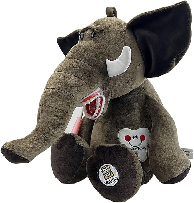 Tooth Fairy Plush Doll, YOUYA DENTAL Dental Plush Oral Health Presentation Puppet Elephant Tooth Fairy Dental Educational Plush Small Size Doll with Teeth for Kids Chidren Boys Girls