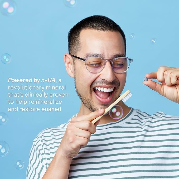 HUPPY Toothpaste Tablets, Nano Hydroxyapatite Toothpaste - Natural Whitening, Fluoride Free and Remineralizing Tablets - Travel Hydroxyapatite Tabs, 62 Count