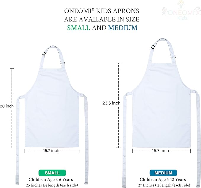 Kids Apron, Medium, 100% Cotton With An Adjustable Strap to fit All Ages
