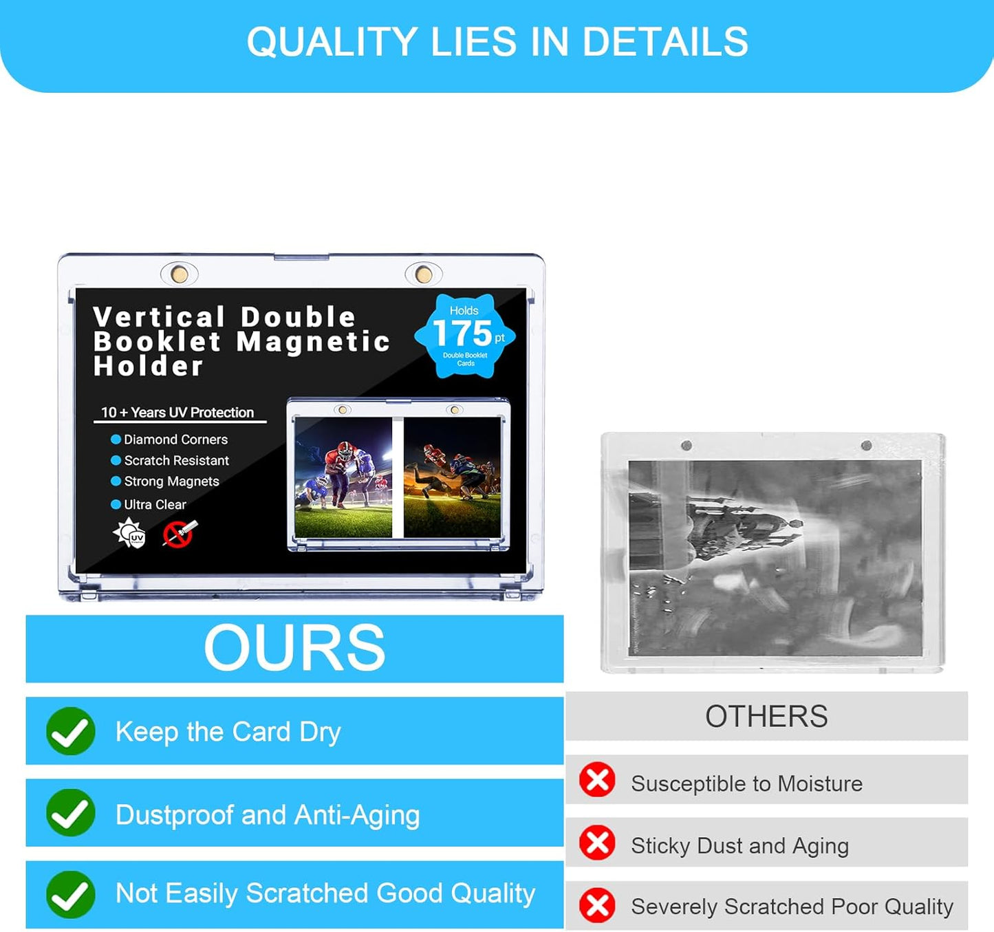 2-Pack Vertical Booklet Magnetic Card-Holder - 175PT Booklet Case-UV Protection, One Touch Booklet Magnetic Card Holder Fit for National Treasure Cards, Script Cards Storage and Playbook Cards Display