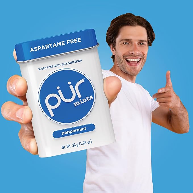 PUR Mints | Aspartame-Free | Made with Xylitol | Sugar-Free, Vegan, Gluten-Free & Keto Friendly | Natural Peppermint Flavor, 30 Pieces (Pack of 12)