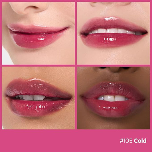 Laka Fruity Glam Tint, 4.5g/0.15oz, Glowing Lip Stain with Wide Color Spectrum, Hydrating & Lightweight Texture, Long-Lasting Bold Stain, Non-Sticky, Vegan, K-Beauty (#105 Cold)