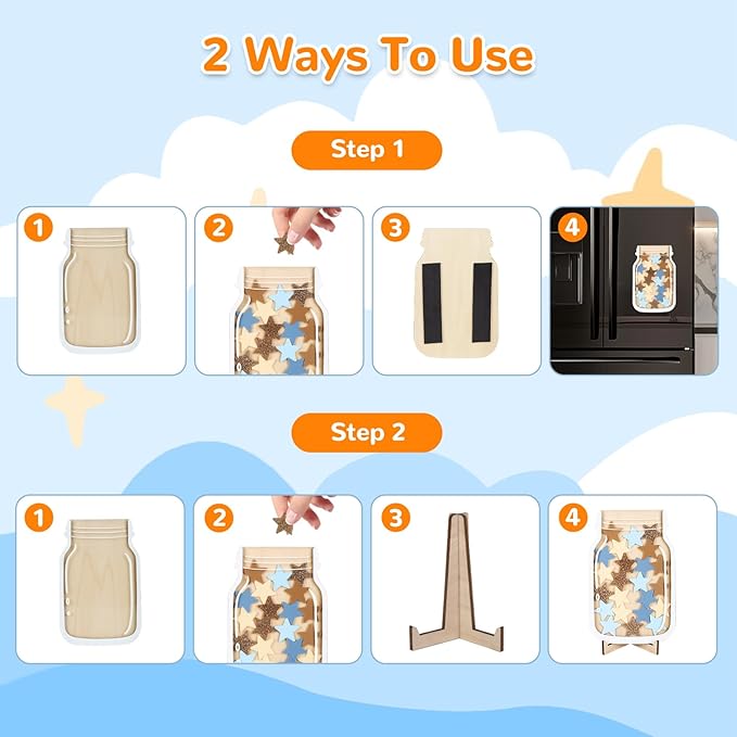 Reward Jar for Kids – Magnetic Wooden Behavior Chart and Incentive Jar with 25 Tokens, Stickers, Stand & Magnet – Positive Reinforcement Tool for Home, Toddlers or Classroom