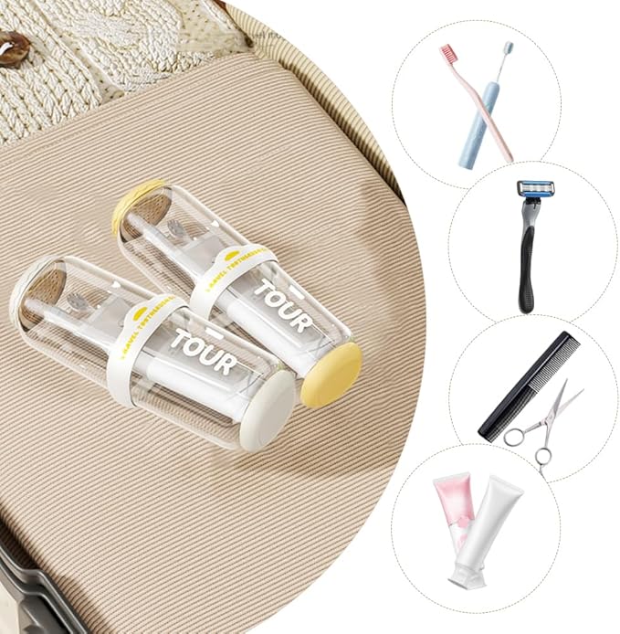 Toothbrush Travel Case, 2 pack Portable Tooth Brush and Toothpaste Holder Rinse Cup Cover Container Compact Oral Clean Tools Organizer for Camping Traveling Home School Business(White + Yellow)