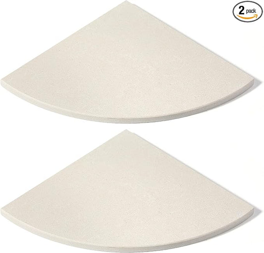 Koville 2 Pcs Marble Corner Shower Shelves for Bathroom, 10'' Marble Corner Shelf for Bath, Wall Mounted Stone Shower Caddy, No Drilling Adhesive Bathroom Shelf - Sahara Sand (No Glue Included)