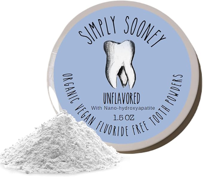 Unflavored Simply Sooney Fluoride Free Vegan Remineralizing Tooth Powder I for Naturally Stronger Teeth (Nano-hydroxyapatite)