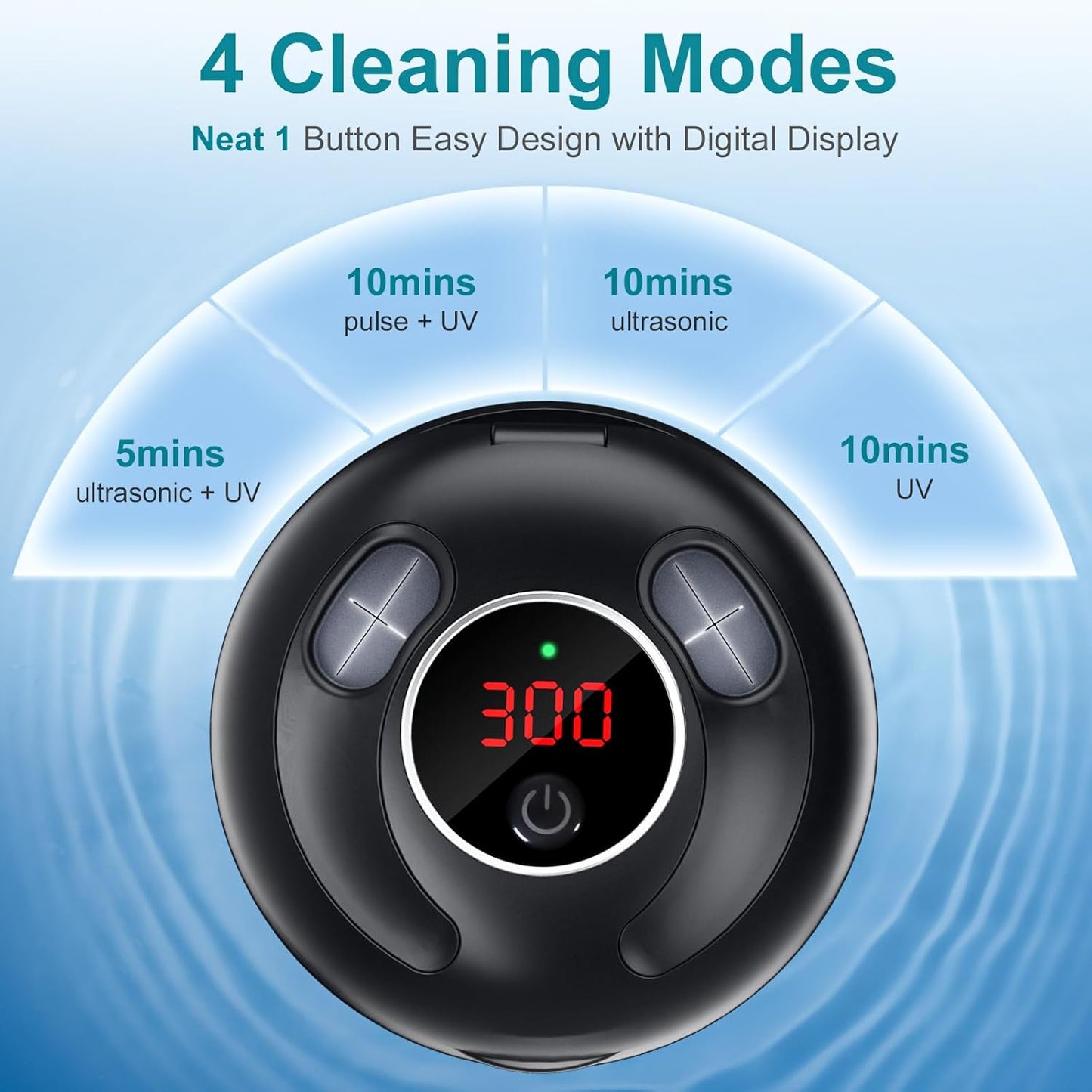 Ultrasonic Retainer Cleaner Machine, 200ML Ultrasonic Cleaning Pod with 4 Modes, Digital Timer for Denture Cleaner, Aligners, Mouth Guards, Braces, Jewelry & Toothbrush Heads
