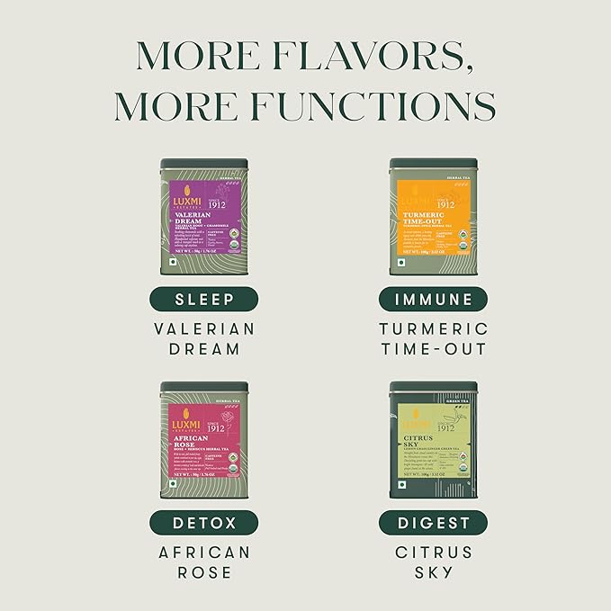 Luxmi Estates - Astounding Ashwagandha - Organic Loose Leaf Tea - 100g (50 Cups) | With Ashwagandha, Turmeric, Ginger, Lemongrass & More | Perfect Stress Relief Tea