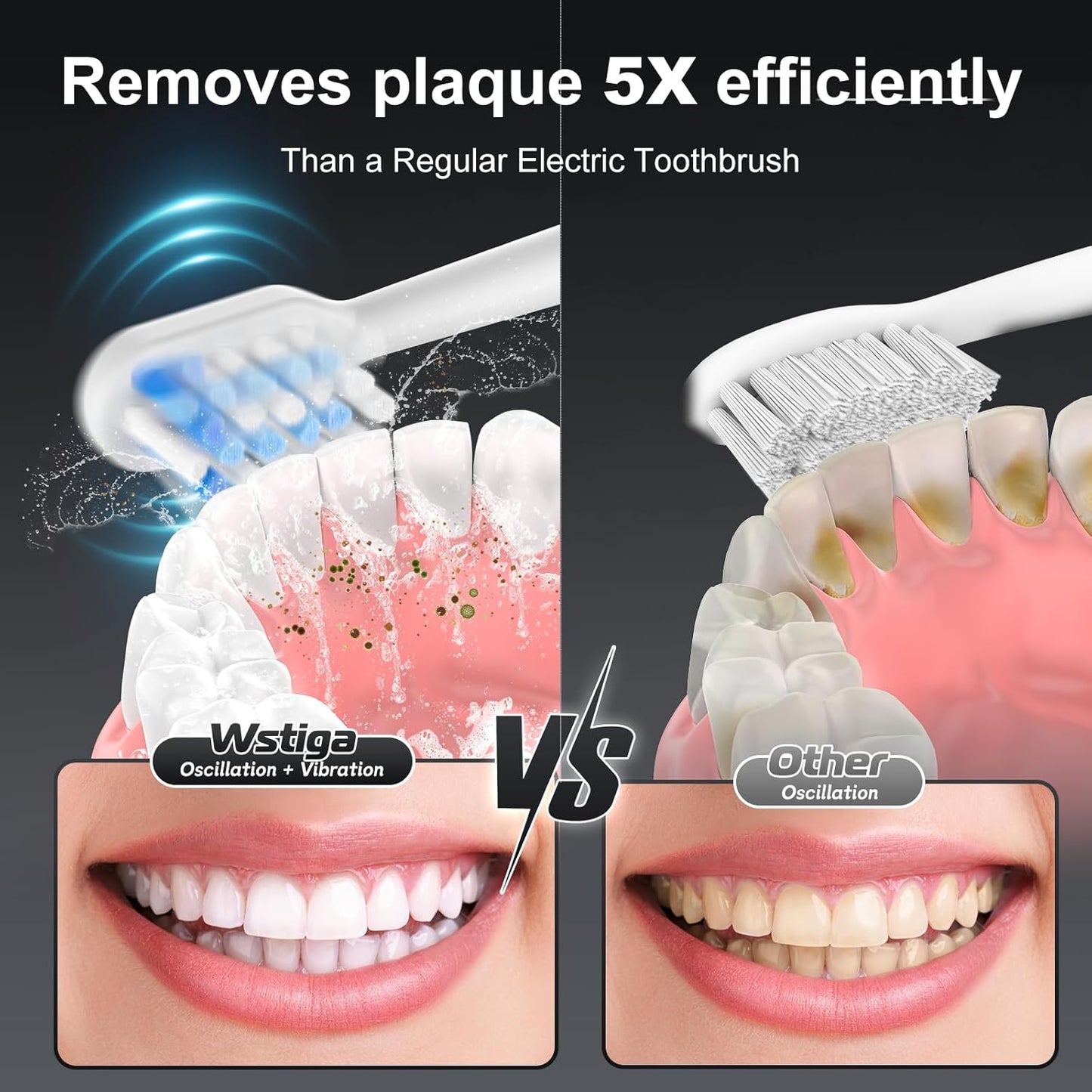 2025 New Sonic Electric Toothbrush for Adults - Vibration 60,000 VPM & 73° Oscillation Rechargeable Electric Toothbrush, 50+ Days Battery Life, 3 Modes, 2-Minute Timer, 3 Brush Heads, White