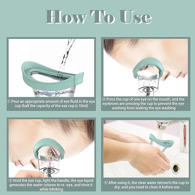 2Pack Eye Wash Cup, Portable Eye Washer Bath Kit Eye Care Silicone Air Pressure Eye Cleaning Cup Eye Wash Cleaner Kit Soothing Tired Eyes Effective Relief Tired Eyes Cleaning Eye Dust Makeup Irritants