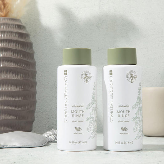 CariFree Naturals Mouth Rinse, pH Elevated, Fluoride-Free, with Magnolia Bark & Essential Oils, Organic Ingredients, Alcohol-Free, Dentist Recommended, Dentist Developed Wild Mint 16 Fl Oz (Pack of 2)