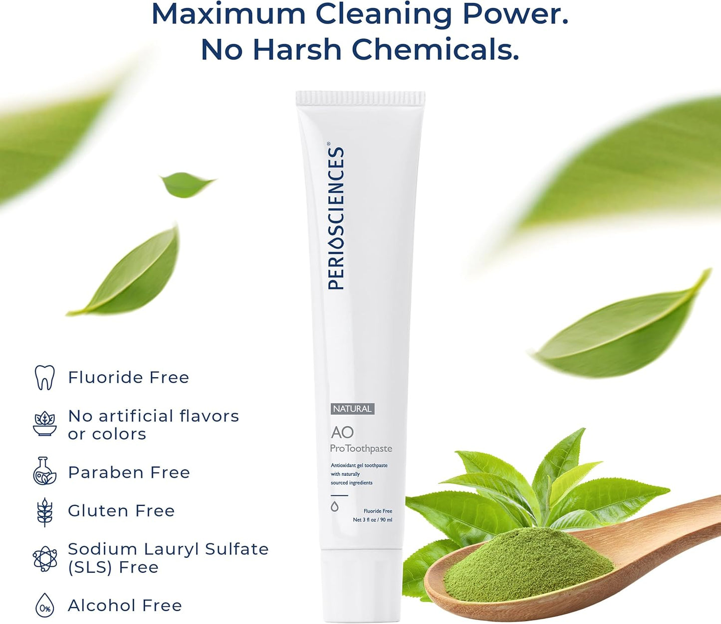 PerioSciences AO Pro Natural Toothpaste with Nano Hydroxyapatite, Remineralizing, Fluoride Free, SLS Free, Gluten Free 3 fl oz / 90ml