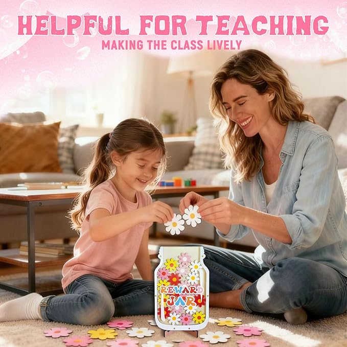 Flower Magnetic Reward Jar for Kids,Classroom Reward System,Reward jar Classroom,Behaviour Incentive System for Toddlers (Flowers)