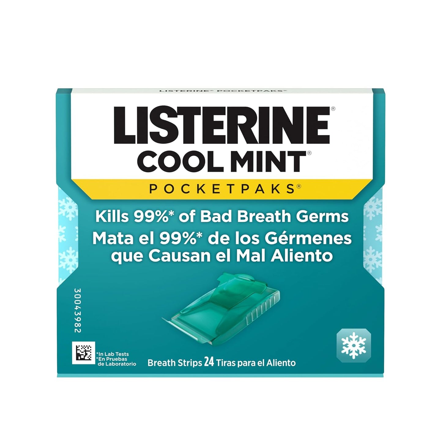 Listerine Cool Mint PocketPaks Portable Breath Strips for Bad Breath, Fresh Breath Strips Dissolve Instantly to Kill 99% of Bad Breath Germs* On-The-Go, Cool Mint, 12 Pack