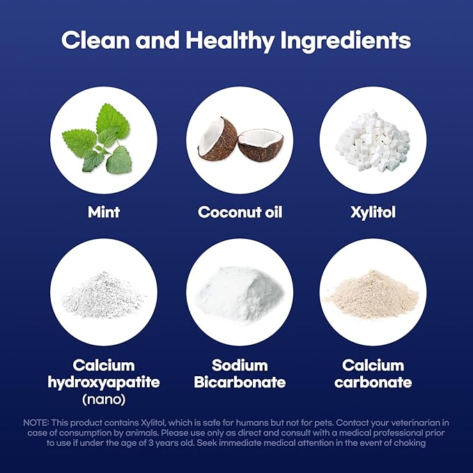 Toothpaste Tablets - Nano Hydroxyapatite Natural Whitening, Fluoride & Plastic Free, Eco-Friendly Travel Toothpaste Reduce Sensitivity, Remineralize (Mint, 62 Count)