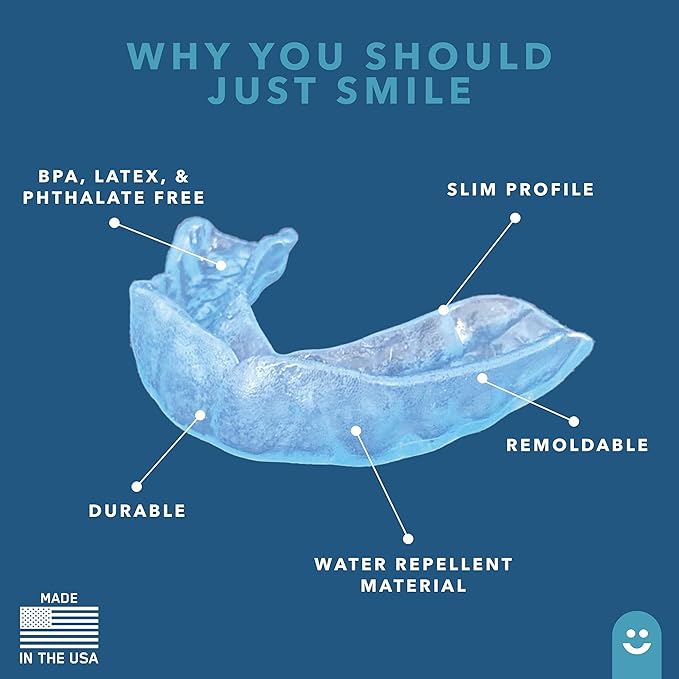 Just Smile Night Guard 2 Pack - Mouth Guard for Teeth Grinding & Clenching Teeth, Moldable & Custom Nightguard for Grinding (Blue)