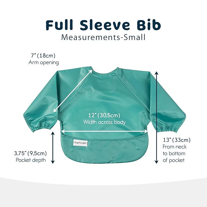 Tiny Twinkle Long Sleeve Bib for Babies & Toddlers – 2 Pack Waterproof Smock Bibs for Eating – Machine Washable & Mess-Proof, Baby Feeding Essential & Shower Must-Have (Rainforest,6–24M)