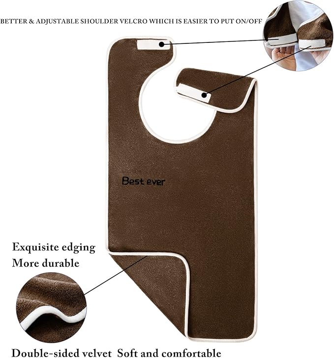 3 Pack Adult Bibs, Microfiber Super Soft Eating Cloth for Adults, Disabled, Adjustable, Dining Clothing Protector