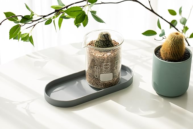 Lazy K Silicone Tray - Small Vanity Tray Organizer - Spoon Rest Holder - Multi-Purpose Modern Kitchen Sink, Bathroom, Counter Organizer (Light Grey)