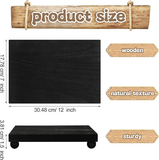 Amyhill Wood Pedestal Stand Kitchen Soap Tray Farmhouse Wooden Riser Stand for Kitchen Bathroom Counter Table Decor Plant Candle Vases Display (Black, 12 x 7 inch)