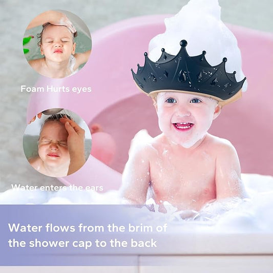 FUNUPUP Baby Shower Cap for Kids with Bath Rinse Cup, Adjustable Toddler Hair Washing Shield Hat Baby Bath Visor Shampoo Hat for Toddlers 6M-9T, Pink and Blue