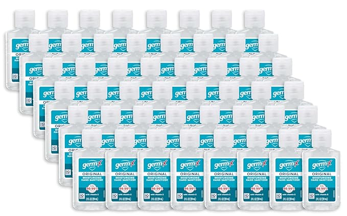 Germ-X Original Hand Sanitizer, 2 Fl Oz (Pack of 48), Less Drying Moisturizing Gel with Vitamin E, No Rinse Formula, Display Pack, Mini Travel Size for On-The-Go