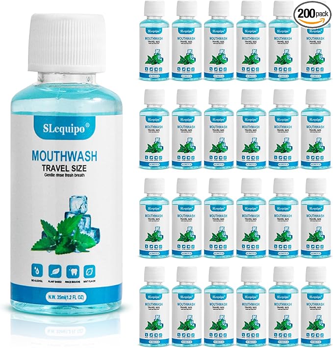 200 Travel Size Mouthwash Bulk Mini Fresh Mint Portable Mouthwash Individual 1.2oz/35ml Bottles for Travel Toiletry Kits