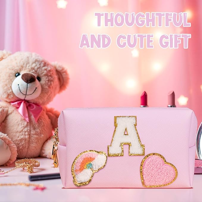 Birthday Gifts for Kids 4 5 6 7 8 9 10 11 12 year Old, Girl gifts Skin Care, Letter Pouch Cosmetic Toiletry Bag, Personalized Gift for Girl, Gift Bags