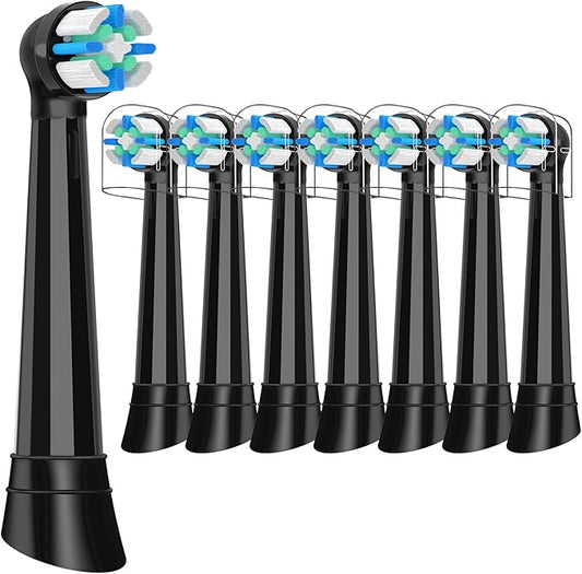 8 Pack iO Replacement Heads Compatible with Oral B iO, for Oral B iO 2/3/4/5/6/7/8/9/10 Series Electric Toothbrushes, Extended Bristles to Remove Deep-Seated Plaque, Black